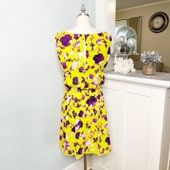 Alice + Olivia Silk Floral Corinne Dress  Chartreuse Yellow Gold Small - Picture 7 of 11